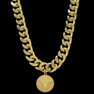 Express Bee Honey Comb Pendant-Necklace Gold NWOT